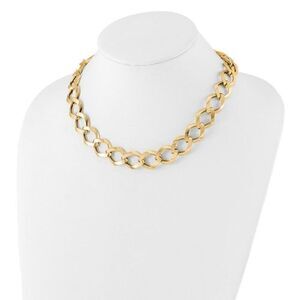 Leslie's 14K Polished Brushed Hollow Fancy Link Necklace